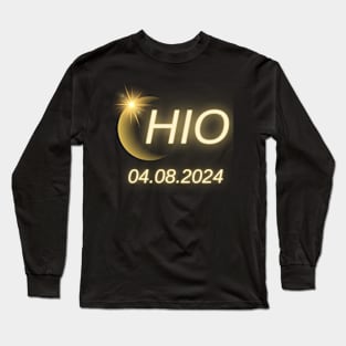 Solar Eclipse 2024 Shirt State Ohio Total Solar Eclipse Long Sleeve T-Shirt